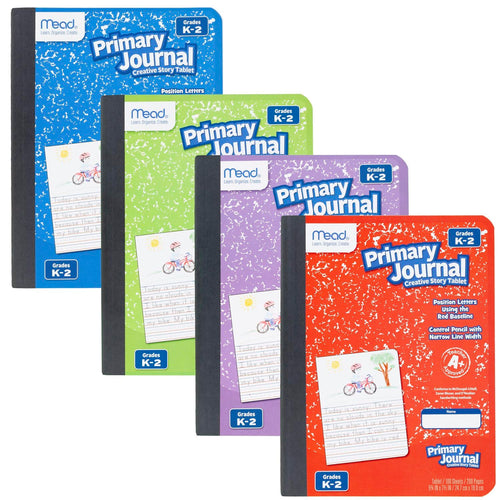 Mead Primary Journal Creative Story Tablet Composition Notebook, 7.5" x 9.75", Grades K-2, 100 Sheets, Color Selected For You (10297)