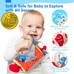 hahaland Baby Tissue Box Toy 6-12 Months Montessori Toys 6 7 8 9 Month Old | Textured Tails, Crinkle Tissues, Squeaky, Mirror, Pull & Hang Ring, Play Silks Sensoy Scarves Soft Baby Gift Busy Travel Toys