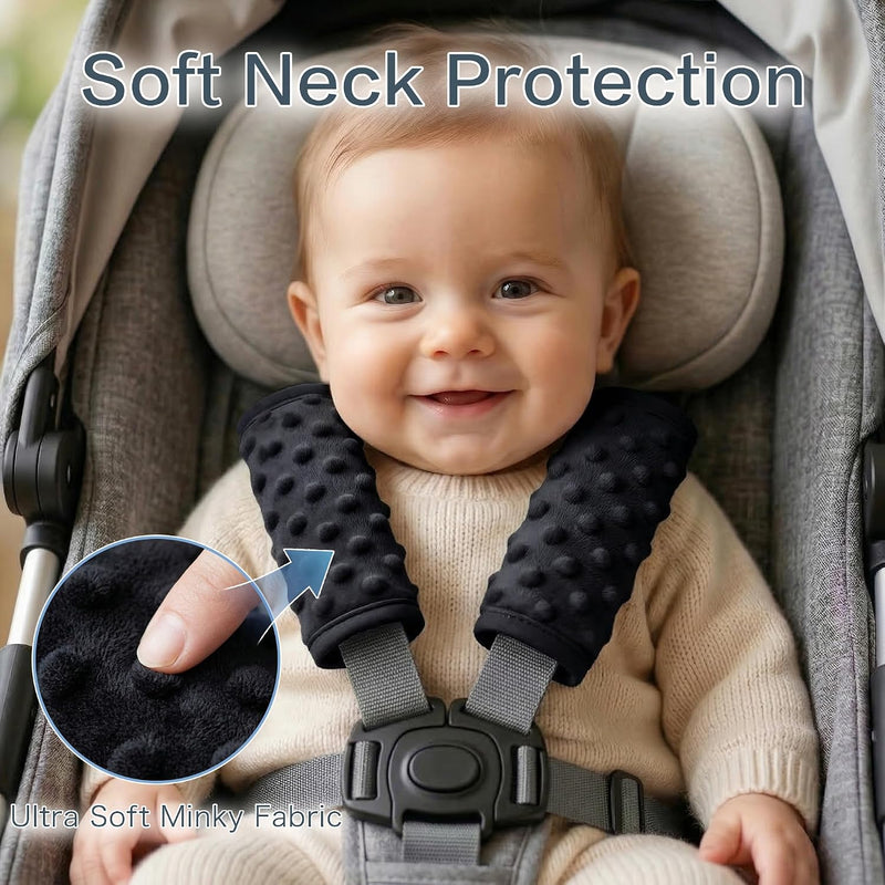 Pro Goleem Car Seat Strap Covers for Babies Soft Car Seat Strap Shoulder Pads for All Car Seats, Stroller, Pushcar, Black