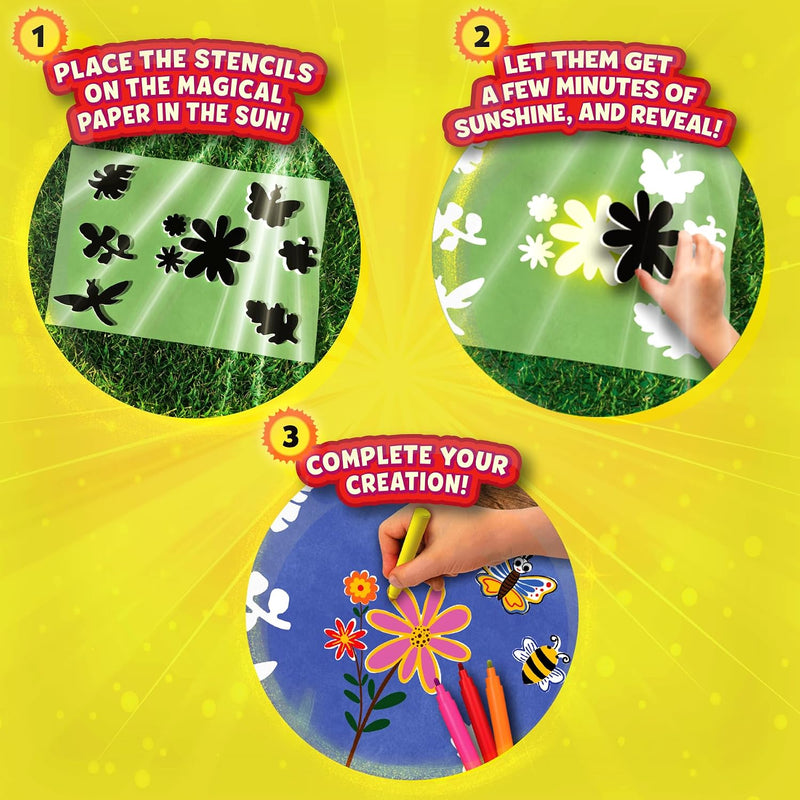 Skillmatics Magical Sun Art – Out in Nature, STEM Paper Craft Kit for Kids | Decorative Paper, Nature Stencils & Markers, Create with Sunlight, Mess-Free, Gifts for Ages 4, 5, 6, 7, 8, 9, 10, 11, 12