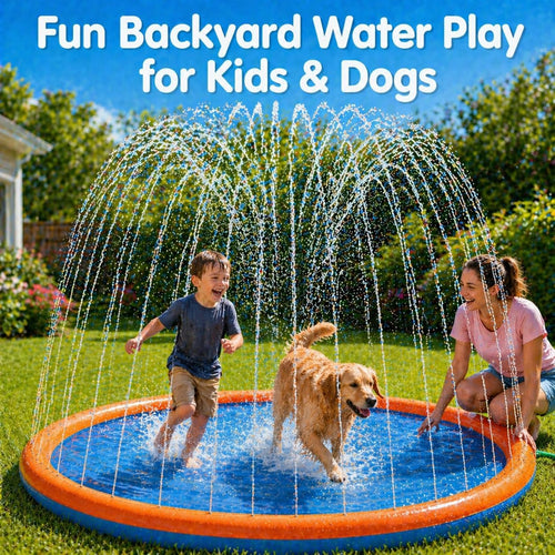 Splash Pad for Kids and Dogs, 87" Extra Large Non-Slip Sprinkler Pad | Thickened Outdoor Water Toys for Toddlers 3+, Backyard Summer Fun for Boys & Girls