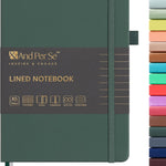&And Per Se Lined Journal Notebook, 160 Pages, A5 5.7 x 8 inches College Ruled Thick Paper Notebook Journals for Writing, Hardcover Notebooks for Women Men Office School (1 Pack, Green)