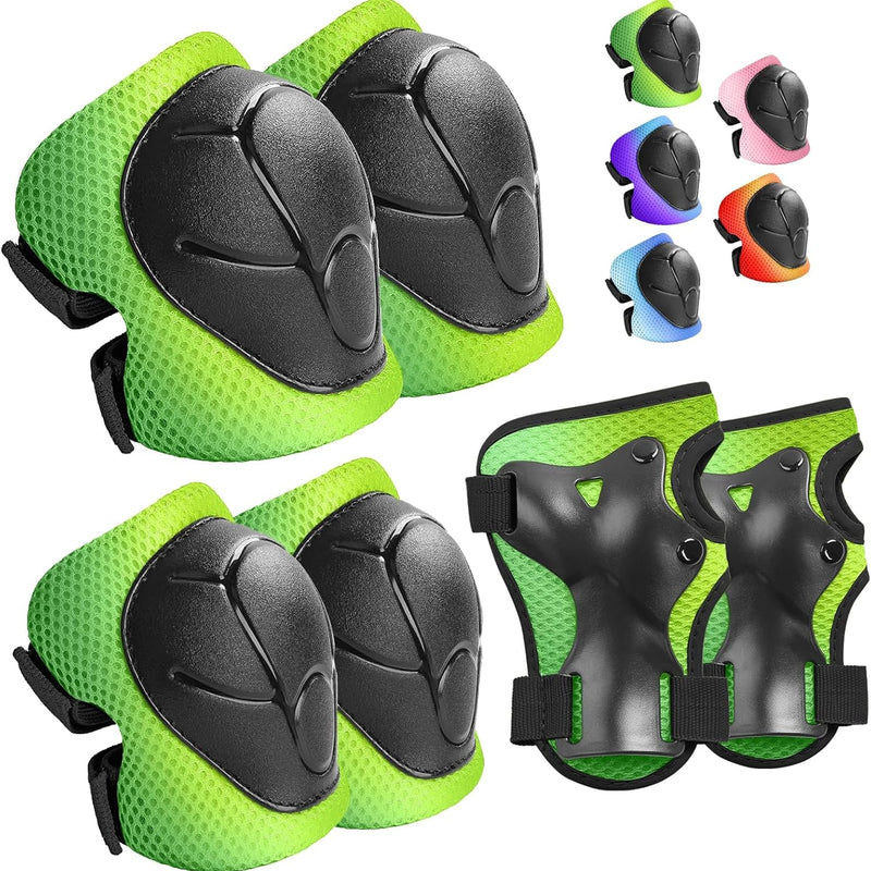 Wemfg kids protective gear set for 3-14 years toddlers with knee, elbow pads and wrist guards for skating, cycling and rollerblading