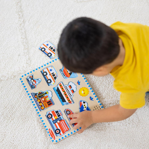 Melissa & Doug Wooden 8-Piece Vehicle Sound Puzzle for Toddlers and Kids Ages 2+