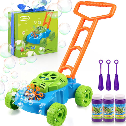 Lydaz Bubble Lawn Mower for Toddlers 18" Push Mower with Realistic Sounds and Bubble Maker for Indoor and Outdoor Play