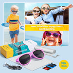 RIVBOS Kids Sunglasses Polarized UV400 TPE with Strap for Boys Girls RBK004 | Flexible rubber frame with UV protection and secure strap for boys, girls, beach, travel and play