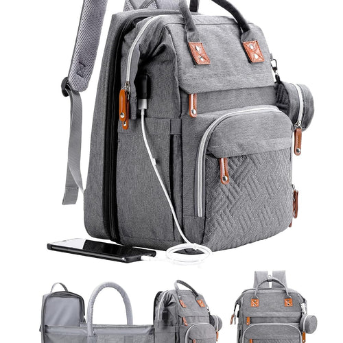ISMGN Diaper Bag Backpack with Changing Station, Baby Bag for Mom, Grey | Baby Diaper Bag, Large Diaper Bag Backpack, Baby Bags for Boys Girls, Mens Diaper Bag, Diaper Backpack for Women