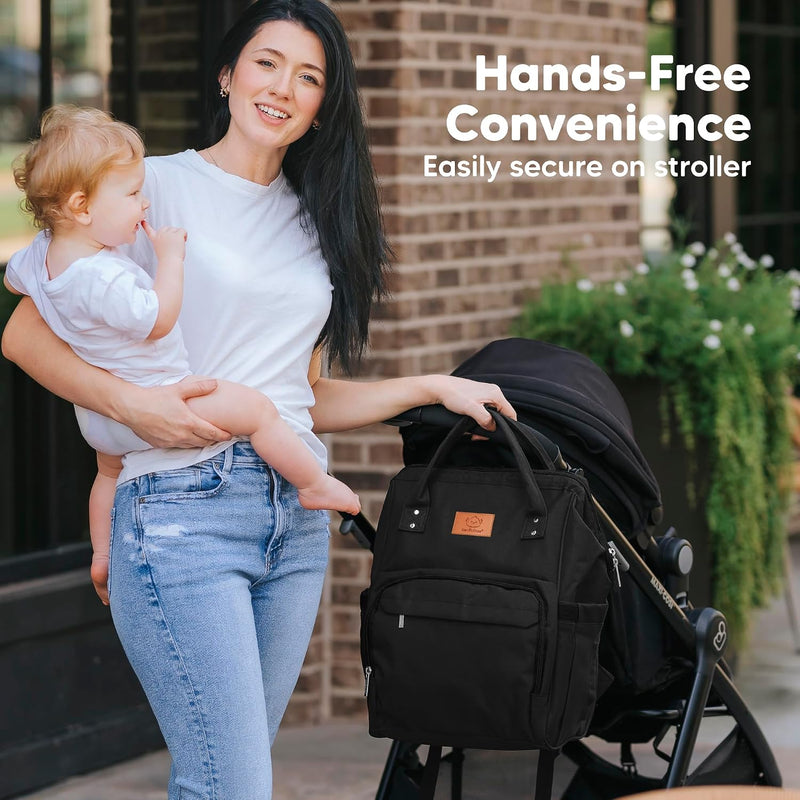 KeaBabies Baby Diaper Bag Backpack, Baby Bag for Boys, Girls (Trendy Black) | Large, Waterproof, Multi Function, Travel Diaper Backpack with Changing Pad, Durable Travel Essentials for Moms and Dads
