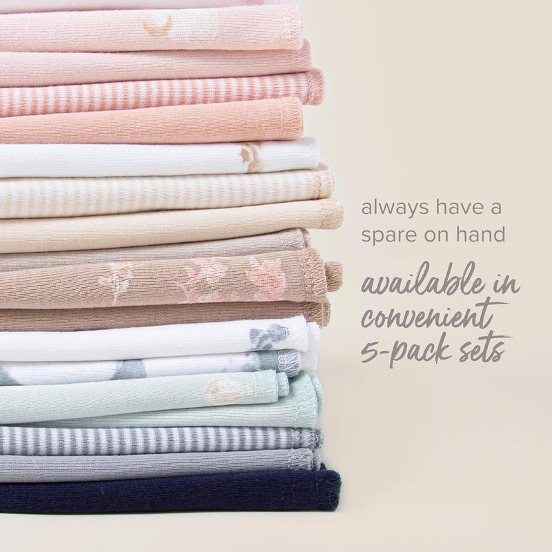 Burt's Bees Baby 100% Organic Cotton Burp Cloths, 17x11.75 in, 5-Pack | Extra absorbent large burp cloths are perfect for catching every messy moment