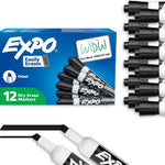 EXPO Dry Erase Markers, Low Odor Ink, Black, Chisel Tip, 12 Count - Whiteboard, Calendar, Organization, Essential Supplies for Office, School, Classroom, Teachers