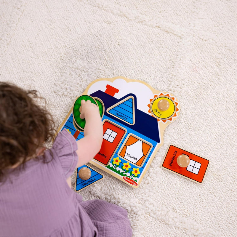 Melissa & Doug First Shapes Jumbo Knob Puzzle, Wooden Peg Puzzle, Ages 1+, Educational Toy for Shape Recognition