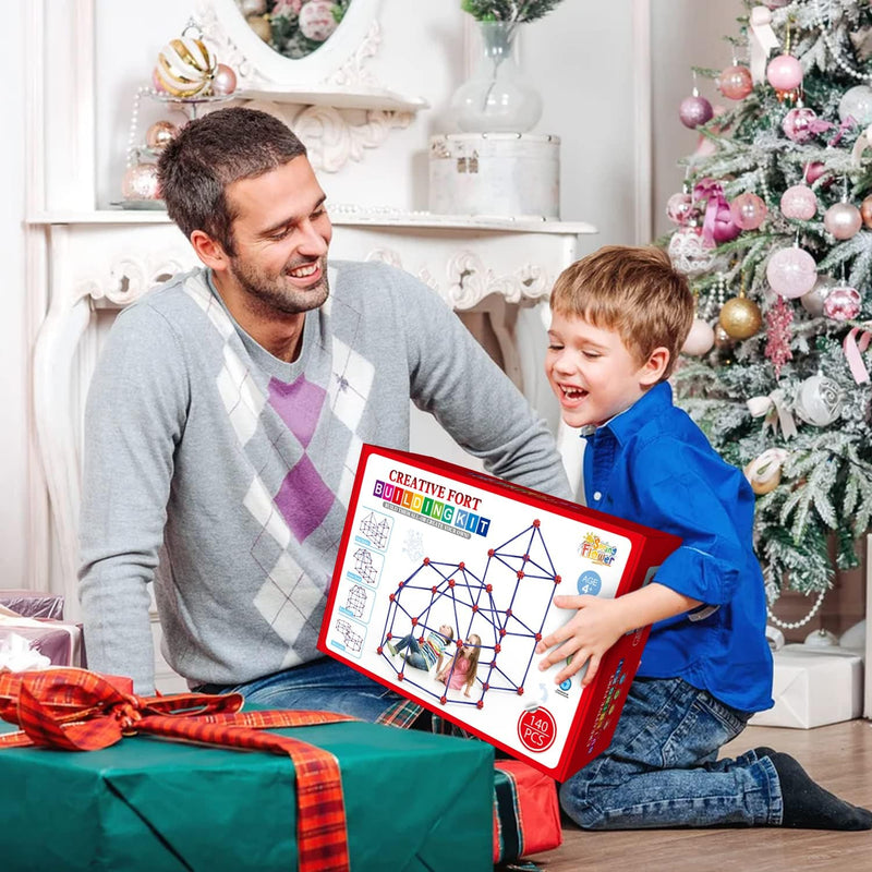 Original fort building kit for kids, STEM construction toys, 140 pieces, creative set for indoor and outdoor activities