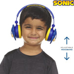 Sonic The Hedgehog kids' wireless Bluetooth headphones with safe volume, adjustable headband, and rechargeable battery