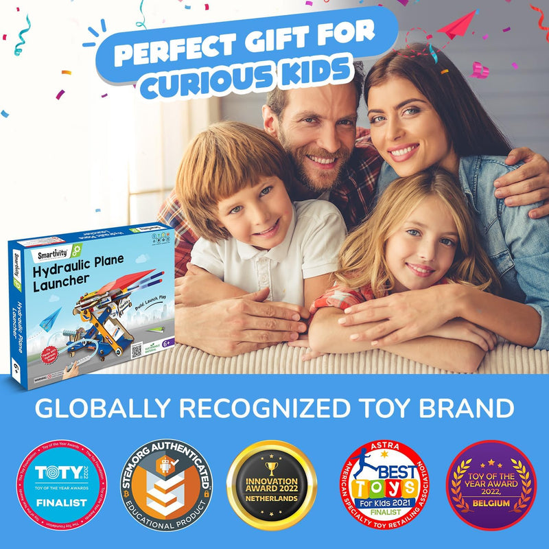 Smartivity DIY 2in1 Hydraulic Paper Airplanes & Darts Launcher STEM Toy for Kids Ages 6-12