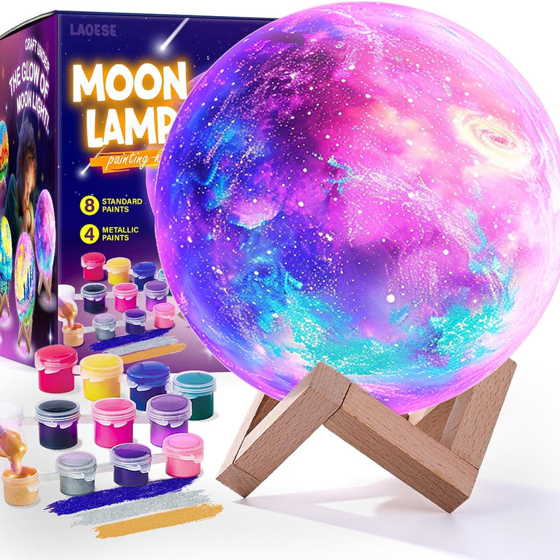 Paint Your Own Moon Lamp Kit, 3D Moon Night Light, Crafts for Kids Age 4-12 | Arts and crafts kit for kids ages 8-12, space art supplies, birthday gifts for boys and girls 4-12, kids painting kit