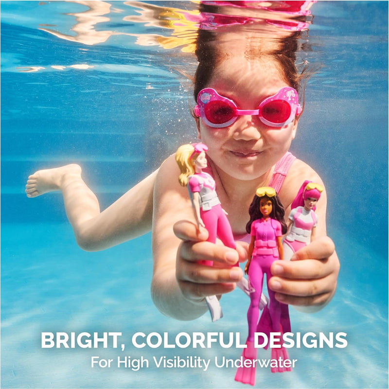 SwimWays Barbie Dive Characters 3-Pack of Pool Toys for Ages 5+ | Weighted Waterproof Figurines Sink and Encourage Active Summer Play; Builds Swimming Confidence With Diving Games and Races