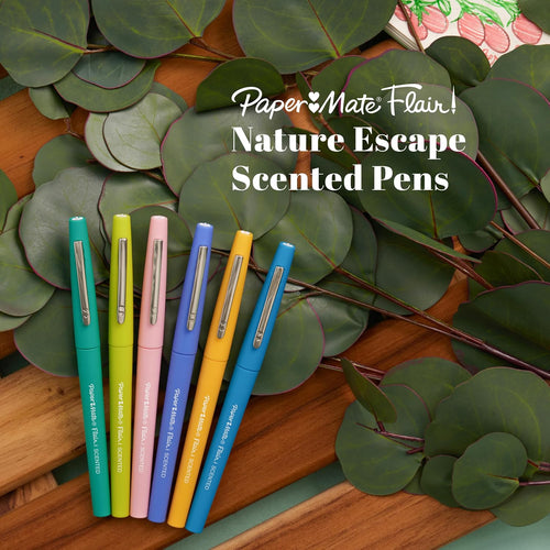 Paper Mate Flair Nature Escape Scented Felt Tip Pens, Medium Point (0.7mm), Assorted Colors, 16 Count - Perfect for Journaling, Writing, Coloring, Teacher Supplies
