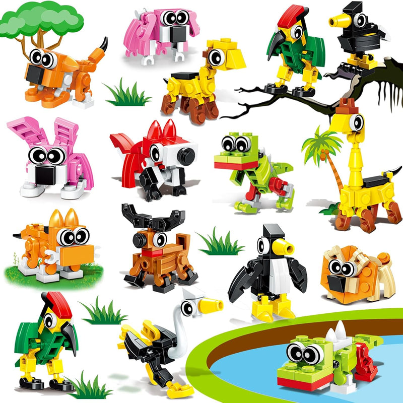 20PCS Mini Animal Building Blocks Party Favors for Kids 4-8 8-12 Birthday Goodie Bag Stuffers Classroom Treasure Box Toys Carnival Prizes Bulk Pinata Fillers Trinket End of Year Student Gifts Boy Girl