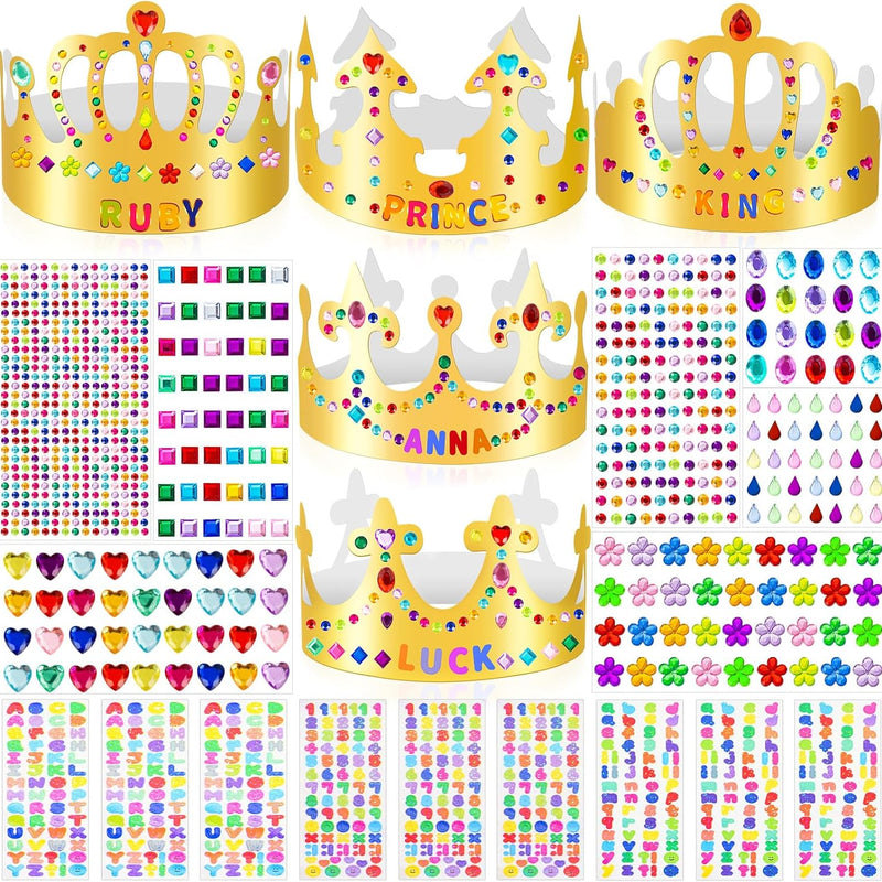 Gold paper crown, DIY birthday king crown craft for decorating, paper prince princess crown hats for school classroom