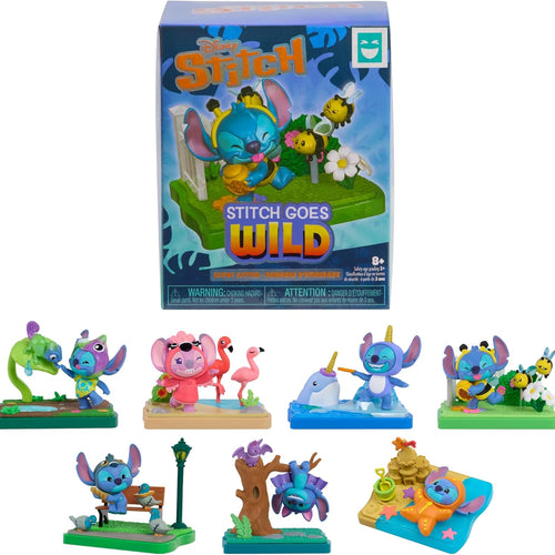 HAPPY HAUL Disney Stitch Goes Wild Scene Setters, Surprise Collectible Toy Figure in Blind Box with Scenic Base and Accessories, 3 Inches Tall, Short-Run Drop, Ages 8 and up