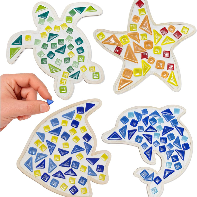 Little Jupiter DIY Mosaic Kit - Builds 4 Different Sea Mosaic Art Pieces - The Perfect Arts and Crafts for Girls and Boys Ages 8-12 - Kids Art Set Activity for Birthdays, Christmas, Holidays, & More