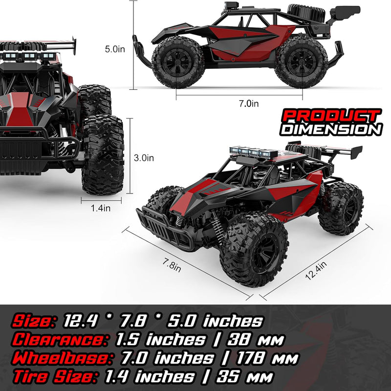 bluejay 1:12 2.4ghz high speed rc monster truck with led headlights and rechargeable battery