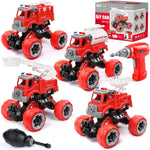 LUDILO Toys for 3 4 5 Year Old Boy Birthday Gift: 4PCS Take Apart Construction Truck Excavator Toy with Electric Drill, Kids Building Stem Learning Toy Gifts for 3 4 5 6 Year Old Boys Toys Age 4-6 3-5