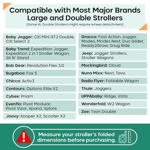 Large Stroller Bag for Airplane Travel, Black & Green, 47" H x 24" W x 15" D, Fits Most Large, Single, Double, Jogging Strollers – Premium Waterproof Cover, Adjustable Shoulder Straps