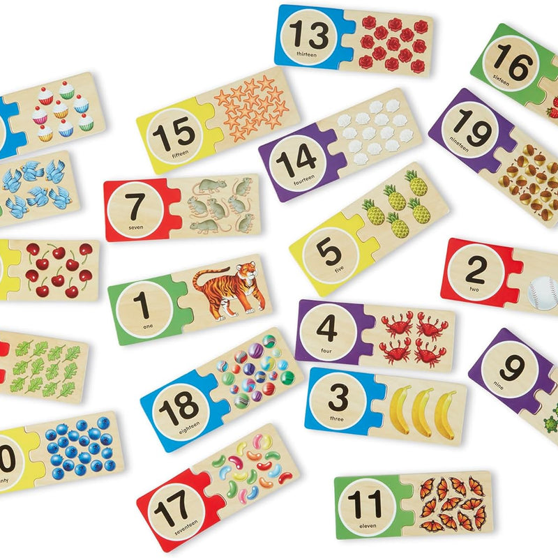 Melissa & Doug Self-Correcting Wooden Number Puzzles with 40 Durable Pieces, Designed for Preschoolers Ages 4-7, Featuring Familiar Objects and a Convenient Slide-In Storage Box for Early Learning and Skill Development.