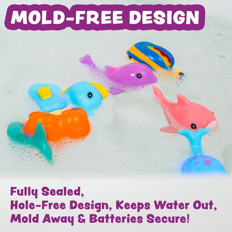 Tub Works® Mermaid Lagoon™ Light Up Bath Toys, 6 Pack | Water-Activated Flashing Color-Changing Sensory Toys