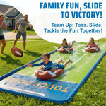 Funscape Kids Triple Water Slides W/ 3 Bodyboards, 1 Inflatable Football | 20Ft Slip and Slides Outdoor Backyard Game W/ Sprinkler, Outside Lawn Yard Water Toy, Summer Party Gift Boys Girs Family