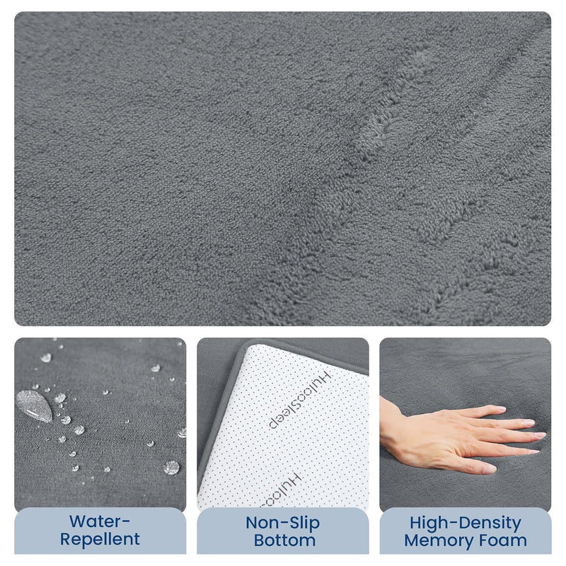 Huloo Sleep Baby Play Mat for Floor,1.3" Thick Elasti-Foam 50"×50" Playpen Mat for Tummy Time,Non-Toxic Certified Water Repellent Soft Coral Velvet for Toddler,Infant,Kids,Non-Slip Backing Safe for Crawling(Dark Grey)