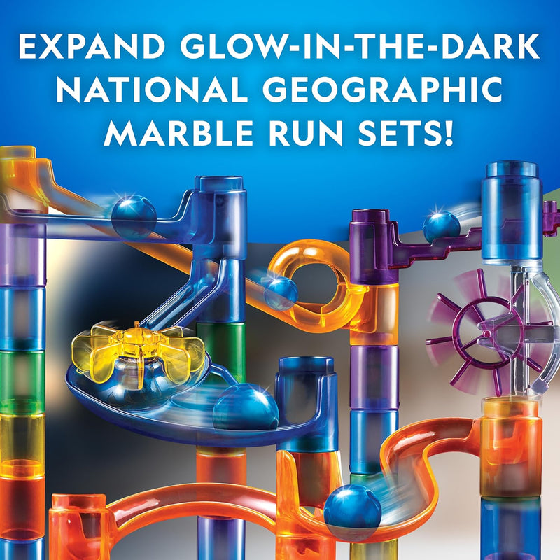 National Geographic 95-Piece Marble Run Kit with Motorized Elevator and 20 Marbles STEM Toy for Kids