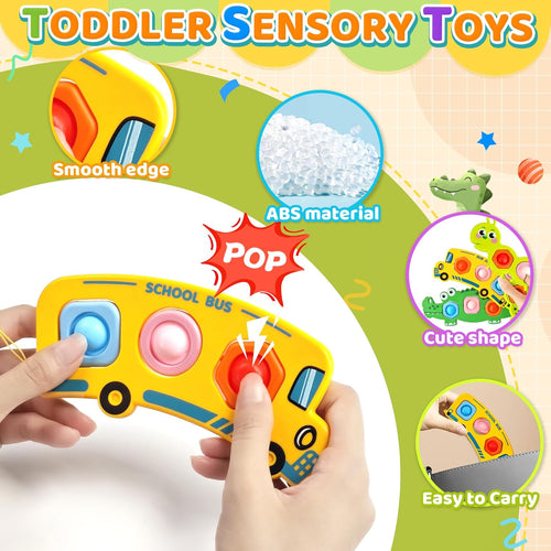 3pc Fidget Popper Sensory Toys For Toddlers, Airplane Travel Activities