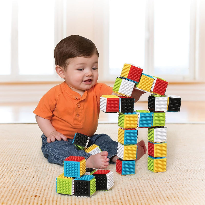 Infantino 24-piece multicolor sensory blocks for babies and toddlers 12 months+, BPA-free and baby-safe materials