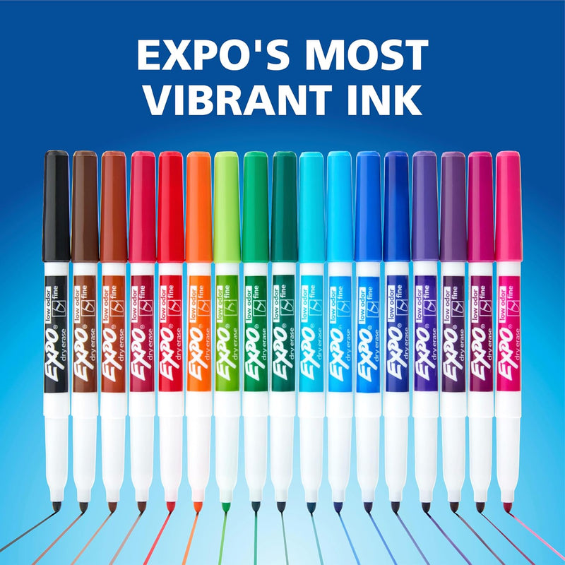 EXPO Dry Erase Markers, Low Odor Ink, Black, Fine Tip, 12 Count - Whiteboard, Calendar, Organization, Essential Supplies for Office, School, Classroom, Teachers