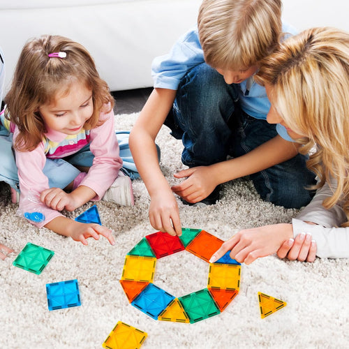 FNJO 100PCS Magnetic Tiles Building Blocks STEM Toy for Kids 3-10 Years Old