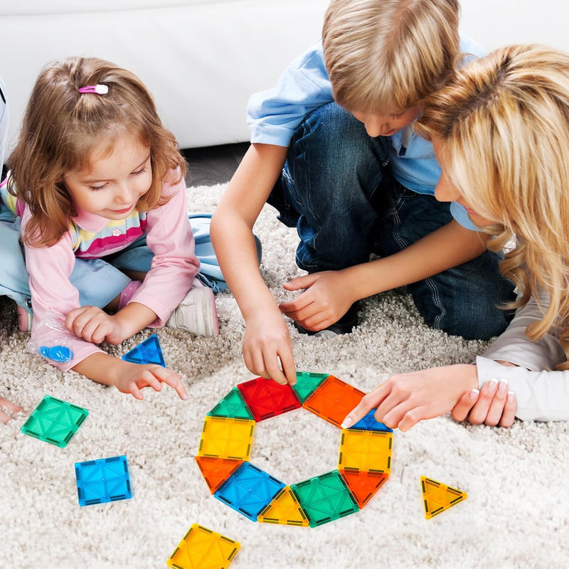 FNJO 100PCS Magnetic Tiles Building Blocks STEM Toy for Kids 3-10 Years Old