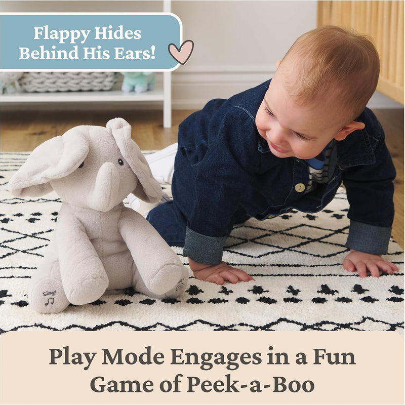 GUND Flappy the Elephant Singing Plush Toy for Babies 0 and Up, Gray, 12"