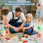 Educational Montessori Tool Set for 3-5 Year Old Boys and Girls, 44 Pcs Wooden STEM Toys with Drill and Apron