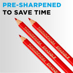 Ticonderoga Erasable Checking Wood-Cased Pencils, Pre-Sharpened, Red, 12 Count