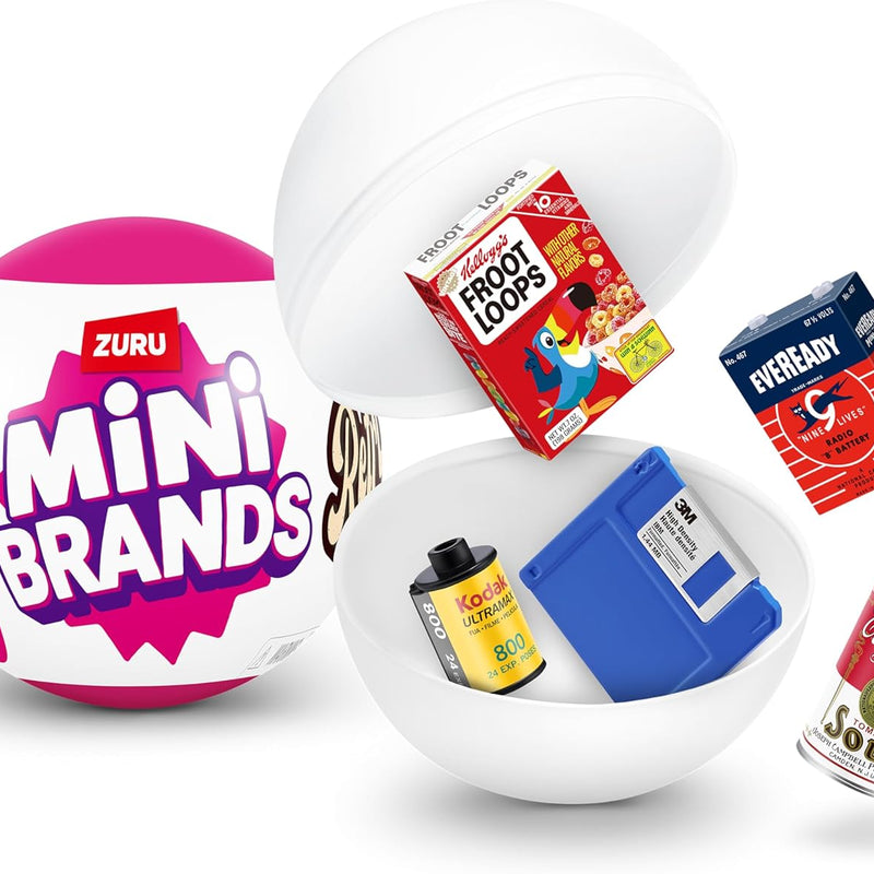Mini Brands Retro 2 Pack Capsule with 60+ Mystery Mini's to Collect, Real Licenses, Rare Collectibles, Blind Pack, Ages 3+