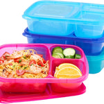 Bentgo Easyboxes - Original Stackable Lunch Boxes - Reusable 3-Compartment Food Containers for Kids and Adults - Bento Lunch Box for Meal Prep, School, & Work - BPA Free, Set of 4 (Classic)