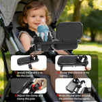 Universal Stroller Snack Tray, Easy Clean Removable Silicone Insert | for Mockingbird Nuna Bugaboo, Dual-Lock Sturdy Grip, Different Size Cups Holder, Easy to Attach, Toddler Snacking On The Go