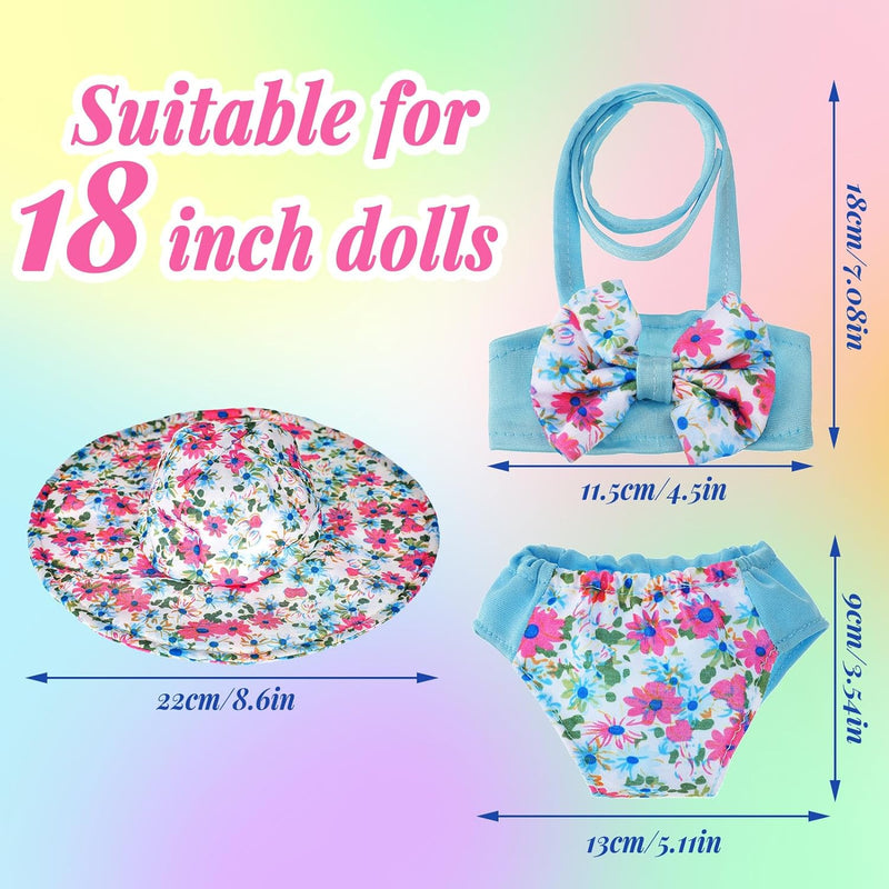 Kajaia 8 Pcs 18 Inch Doll Clothes and Accessories Summer Dolls Swimsuits Beach Playsets Include Doll Swimsuit Bikini Dress Flip Flops Hat Sunglasses Handbag Swim Accessories for 18 Inch Girl Dolls