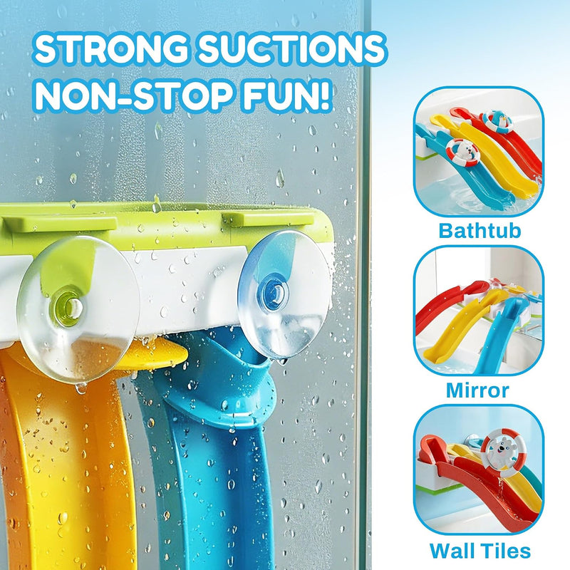 iPlay, iLearn Baby Infant Slide Bath Toys, Bathtub Float Animal Toddler 1-3 | Fun Bathtime Shower Toy, Kid Bathing Tub Pool Water Playset, Birthday Summer Gift Stuffer for 12 18 Months 1 2 3 Yrs Boy Girl