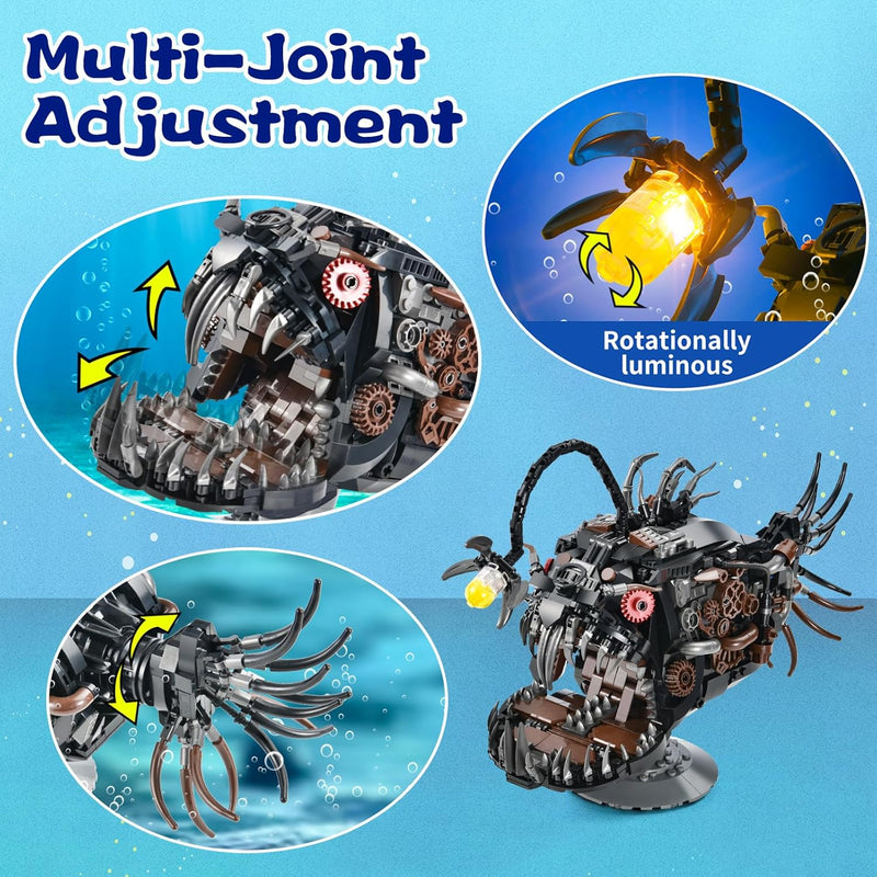 1038PCS Mechanical Fish Building Sets, Ocean Animal Collection Toy, Adults Home or Office Decor, STEM Building Gift