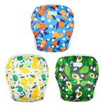 wegreeco Reusable Swim Diapers,Baby & Toddler Snap One Size Adjustable Reusable Baby Swim Diaper (Diving, Ocean, Turtle, Large, 3 Pack)