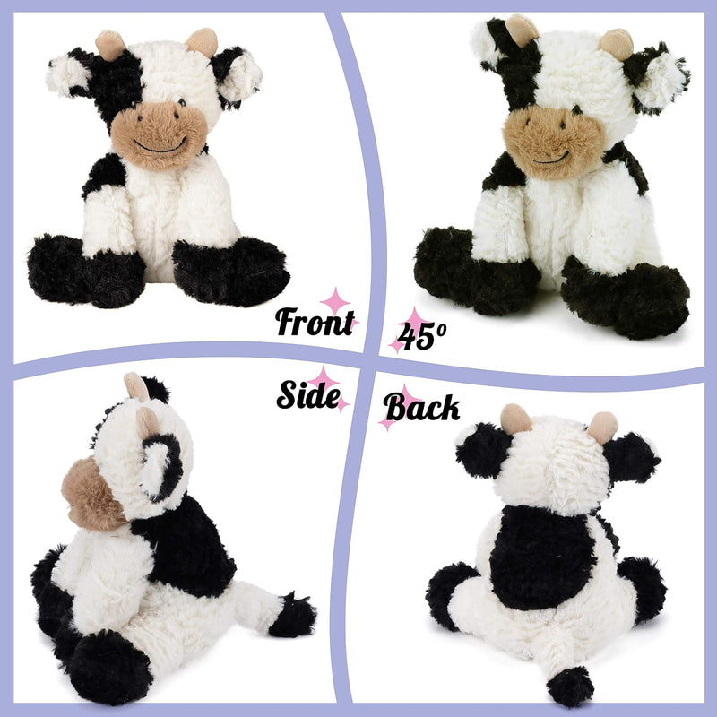 Hopearl Adorable Cow Plush Toy Floppy Dairy Cattle Soft Kawaii Cow Stuffed Animal Cute Birthday Holiday Gift for Boys Girls Kids Toddlers, 9''