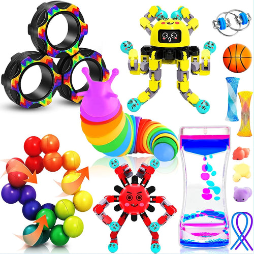 15Pack Fidget Toys Bulk for Adult Kids Age 5-7, 8-12, Sensory Autism Travel Must Have ADHD Autistic Figette Classroom Treasure Prize Box School Must Have Stress Anxiety Easter Basket Stuffers Gifts